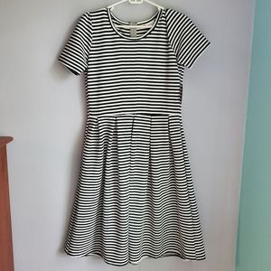Lularoe Amelia Dress Black and White Stripes